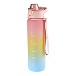 Colori sfumati di grande capacità da 1000 mlBicchiere per acqua sportiva in plastica, Cherry Pink, Sky Blue, Silver Gray