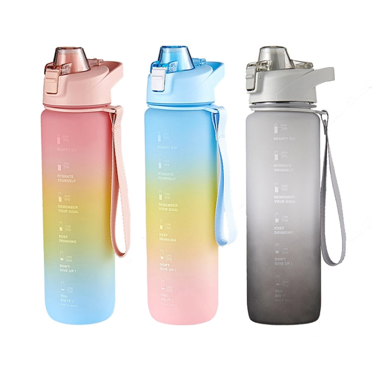 Colori sfumati di grande capacità da 1000 mlBicchiere per acqua sportiva in plastica, Cherry Pink, Sky Blue, Silver Gray