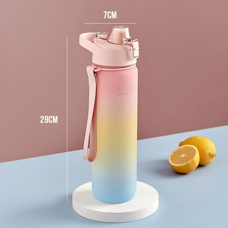 Colori sfumati di grande capacità da 1000 mlBicchiere per acqua sportiva in plastica, Cherry Pink, Sky Blue, Silver Gray