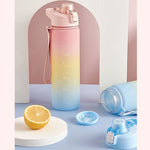 Colori sfumati di grande capacità da 1000 mlBicchiere per acqua sportiva in plastica, Cherry Pink, Sky Blue, Silver Gray