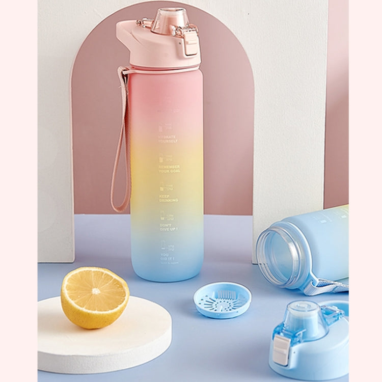 Colori sfumati di grande capacità da 1000 mlBicchiere per acqua sportiva in plastica, Cherry Pink, Sky Blue, Silver Gray