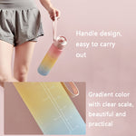 Colori sfumati di grande capacità da 1000 mlBicchiere per acqua sportiva in plastica, Cherry Pink, Sky Blue, Silver Gray