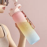 Colori sfumati di grande capacità da 1000 mlBicchiere per acqua sportiva in plastica, Cherry Pink, Sky Blue, Silver Gray