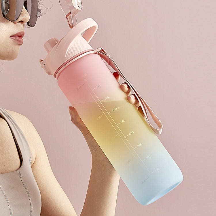 Colori sfumati di grande capacità da 1000 mlBicchiere per acqua sportiva in plastica, Cherry Pink, Sky Blue, Silver Gray