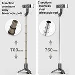 Mini Selfie Stick Bluetooth con Luce Integrata 70-76cm