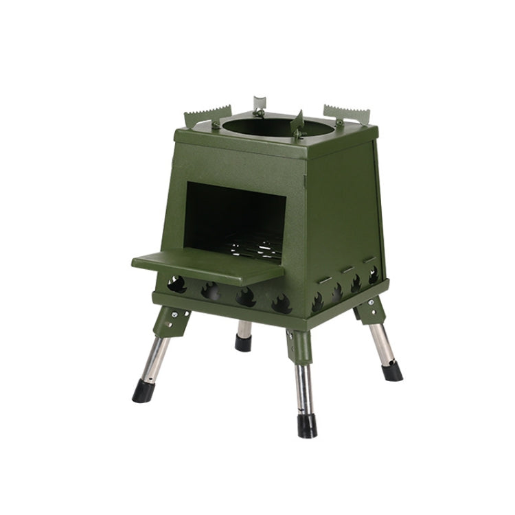 Stufa a legna per barbecue portatile pieghevole da campeggio all'aperto, dimensioni:, Small (Green), Small (Black), Small (Stainless Steel), Large (Green), Large (Black), Large (Stainless Steel)