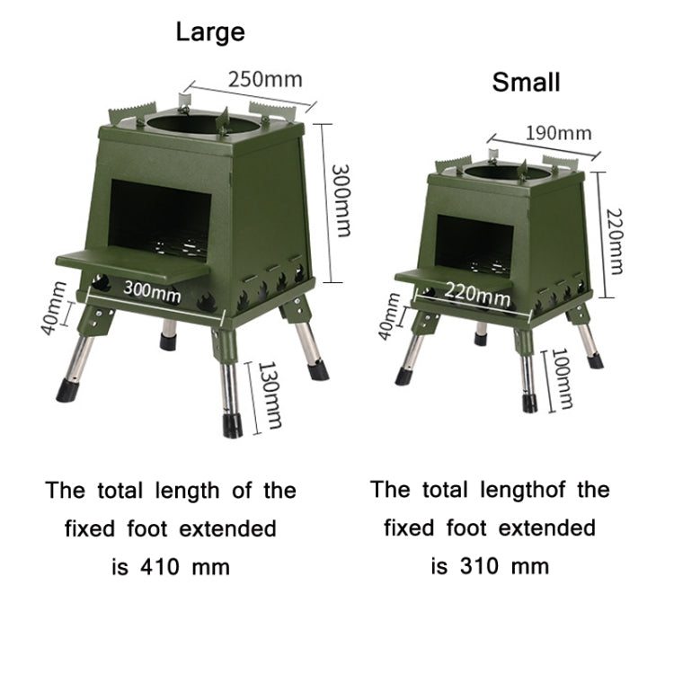 Stufa a legna per barbecue portatile pieghevole da campeggio all'aperto, dimensioni:, Small (Green), Small (Black), Small (Stainless Steel), Large (Green), Large (Black), Large (Stainless Steel)