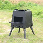 Stufa a legna per barbecue portatile pieghevole da campeggio all'aperto, dimensioni:, Small (Green), Small (Black), Small (Stainless Steel), Large (Green), Large (Black), Large (Stainless Steel)