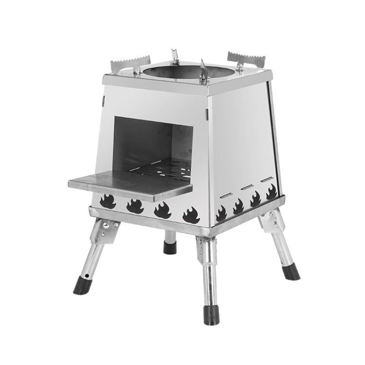 Stufa a legna per barbecue portatile pieghevole da campeggio all'aperto, dimensioni:, Small (Green), Small (Black), Small (Stainless Steel), Large (Green), Large (Black), Large (Stainless Steel)