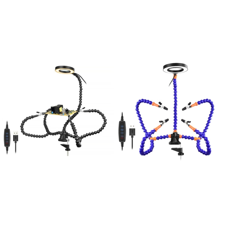 SN5BK-USB Stazione di saldatura da tavolo regolabile con lampada a 4 artigli, SN5BK-USB(Black), SN5BK-USB(Blue)
