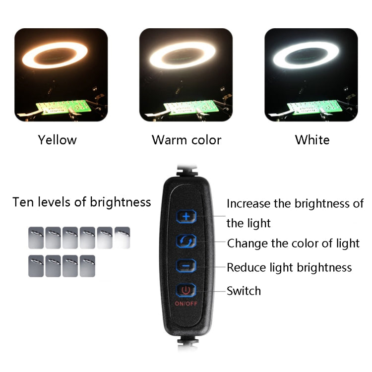 SN5BK-USB Stazione di saldatura da tavolo regolabile con lampada a 4 artigli, SN5BK-USB(Black), SN5BK-USB(Blue)