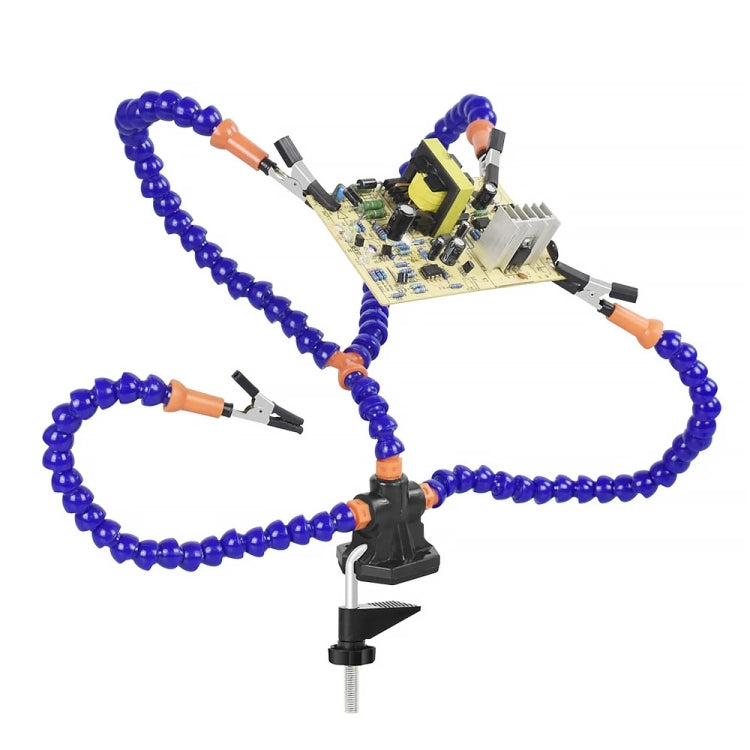 Y4BK-XS Stazione di saldatura a quattro griffe con base a clip per braccio universale, Y4BK-XS(Blue), Y4BK-XS(Black)