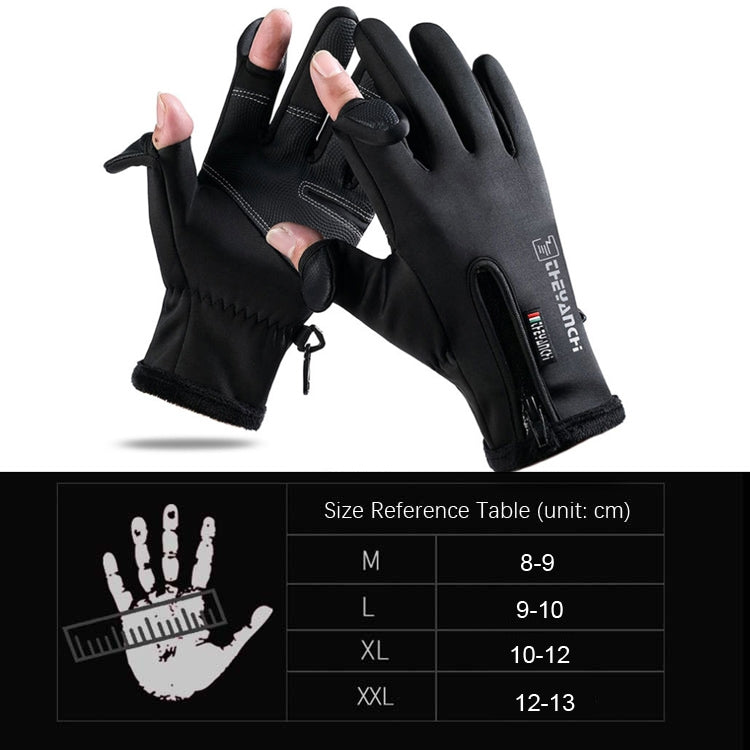 Sport all'aria aperta Equitazione Guanti caldi Touch Screen Guanti da pesca senza dita, M, L, XL, XXl