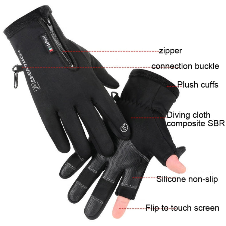 Sport all'aria aperta Equitazione Guanti caldi Touch Screen Guanti da pesca senza dita, M, L, XL, XXl