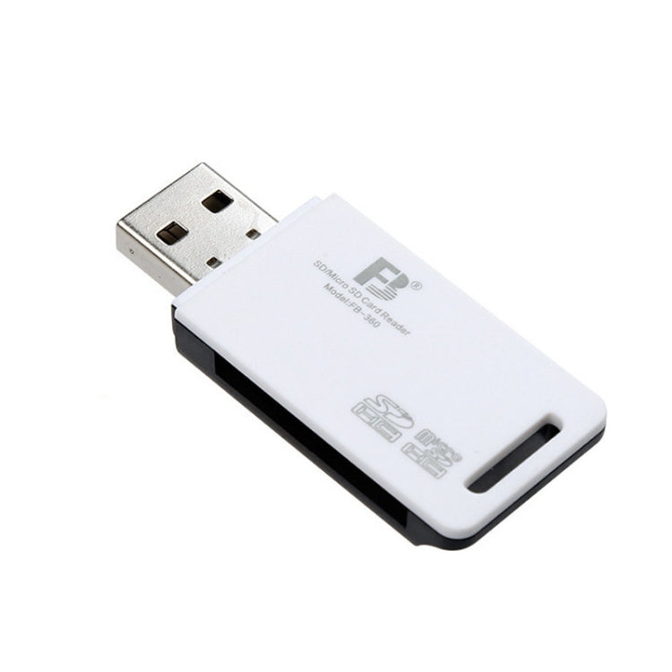 5 PC FB FB-360 Lettore di schede per computer USB 2 in 1, White, Black