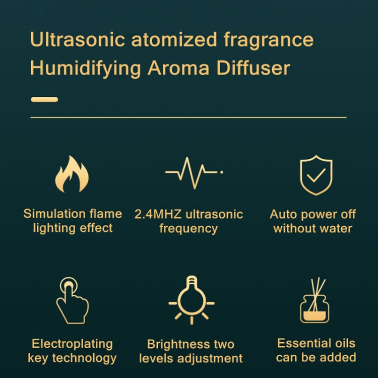 Umidificatore a luce notturna con diffusore di aromi a fiamma, Monochrome(White), Monochrome(Black)