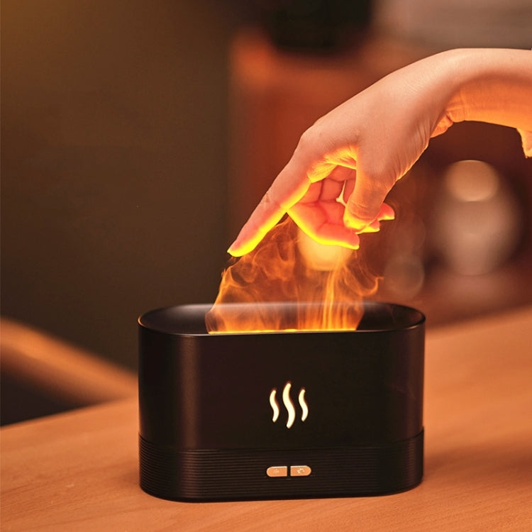 Umidificatore a luce notturna con diffusore di aromi a fiamma, Monochrome(White), Monochrome(Black)