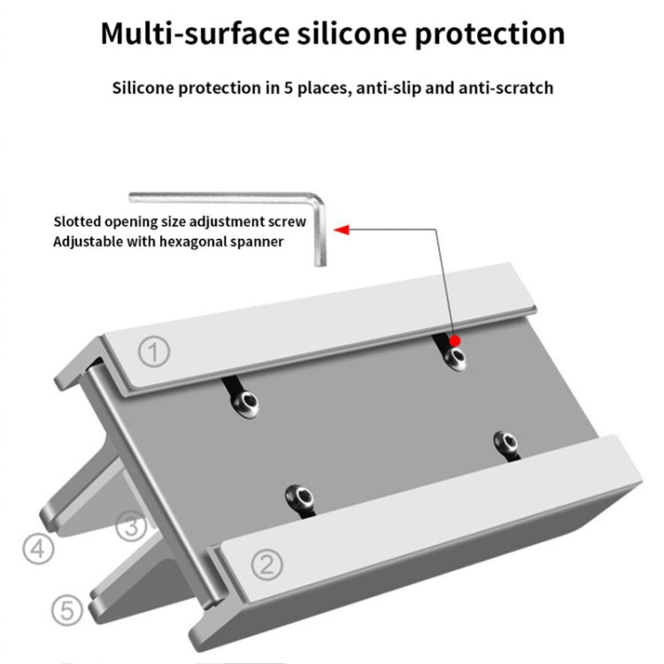 Supporto per telefono tablet per laptop in lega di alluminio, L400 Single Slot (Silver), L400 Single Slot (Gray), L401 Double Slot (Silver), L401 Double Slot (Gray), L402 Three Slots (Silver), L402 Three Slots (Gray)