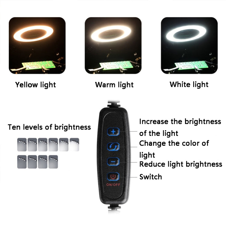 Stazione di saldatura per lente d'ingrandimento con lampada LED a sei ganasce con ventola, N-SS6LMF-BK9, N-SS6LF-BK9