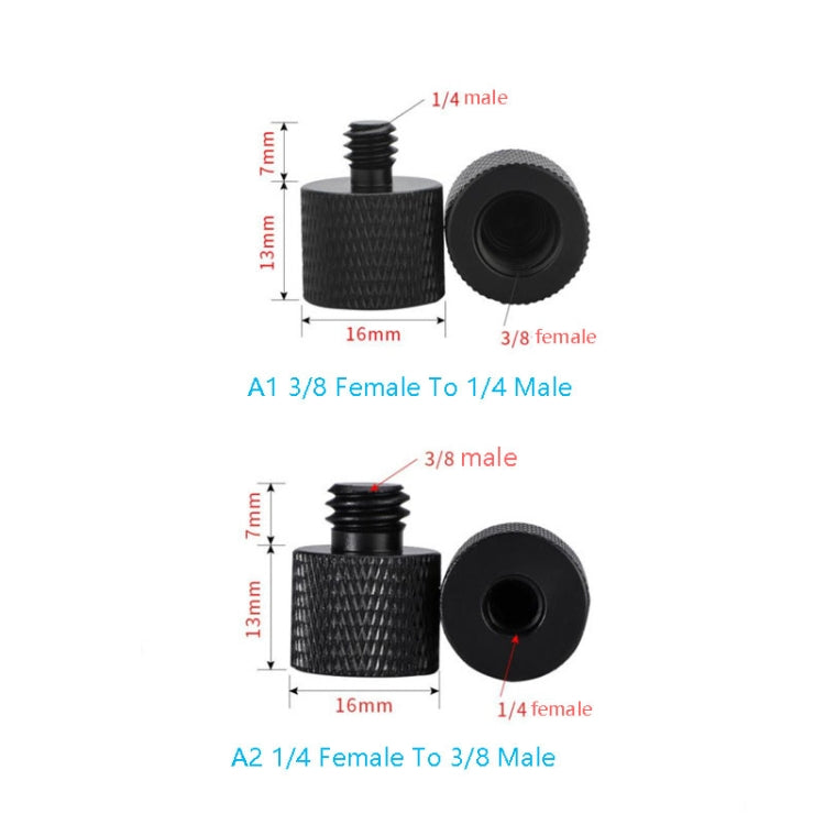 Adattatore a vite da 10 pezzi, 3/8 Female to 1/4 Male  Screw(Black), 3/8 Female to 1/4 Male  Screw(Blue), 3/8 Female to 1/4 Male  Screw(Red), 1/4 Female to 3/8 Male Screw (Black), 1/4 Female to 3/8 Male Screw (Blue), 1/4 Female to 3/8 Male Screw (Red)
