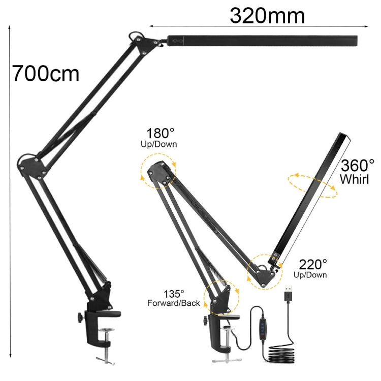 Lampada da scrivania telescopica pieghevole USB per protezione degli occhi a LED