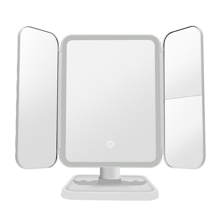 430 Lampada da tavolo a specchio per trucco a LED pieghevole su tre lati, Plug-in Style, Charging Style, Three-color Light Charging Style
