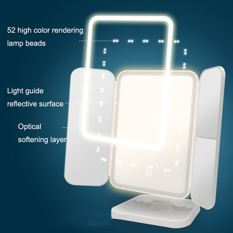 430 Lampada da tavolo a specchio per trucco a LED pieghevole su tre lati, Plug-in Style, Charging Style, Three-color Light Charging Style