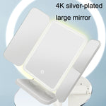 430 Lampada da tavolo a specchio per trucco a LED pieghevole su tre lati, Plug-in Style, Charging Style, Three-color Light Charging Style
