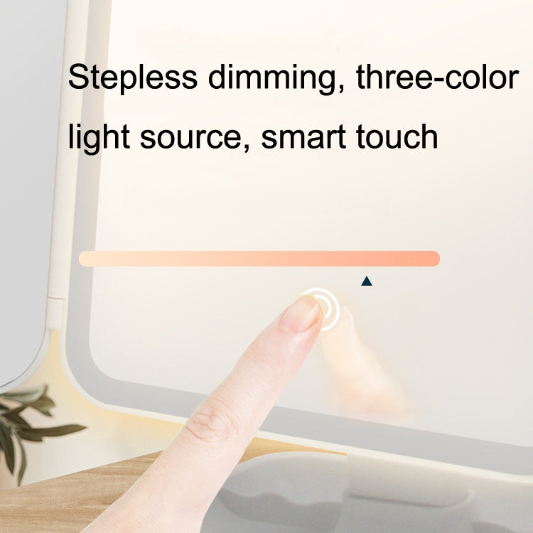430 Lampada da tavolo a specchio per trucco a LED pieghevole su tre lati, Plug-in Style, Charging Style, Three-color Light Charging Style