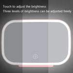 Specchio per il trucco con visiera parasole per auto con luce a LED, White, Pink