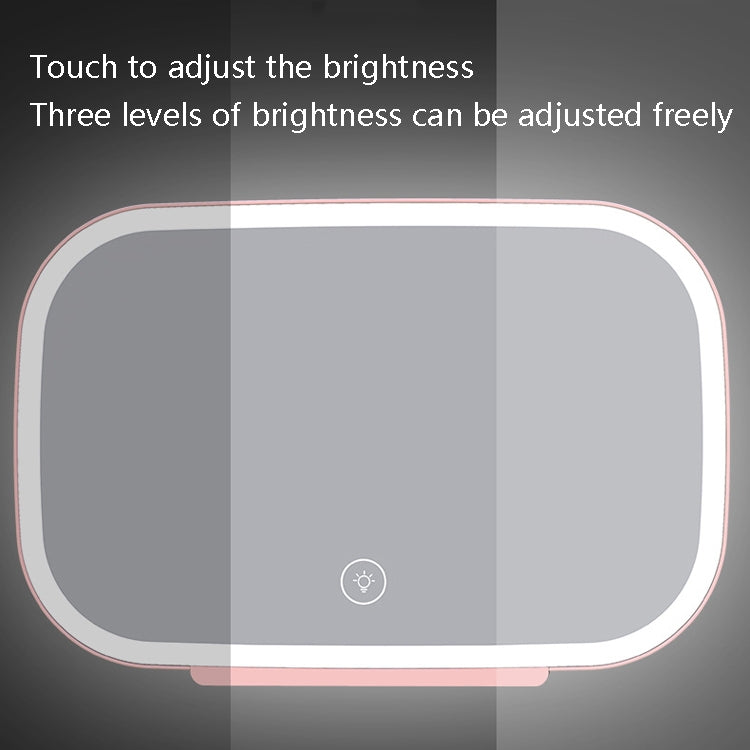 Specchio per il trucco con visiera parasole per auto con luce a LED, White, Pink
