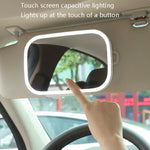 Specchio per il trucco con visiera parasole per auto con luce a LED, White, Pink