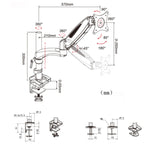 Gibbon monta il supporto per monitor del computer rotante con sollevamento da tavolo, specifiche, Table Clip White GM112C, Table Clip Black GM112C, Lock Hole White GM112G, Lock Hole Black GM112G