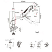 Gibbon monta il supporto per monitor del computer rotante con sollevamento da tavolo, specifiche, Table Clip White GM112C, Table Clip Black GM112C, Lock Hole White GM112G, Lock Hole Black GM112G