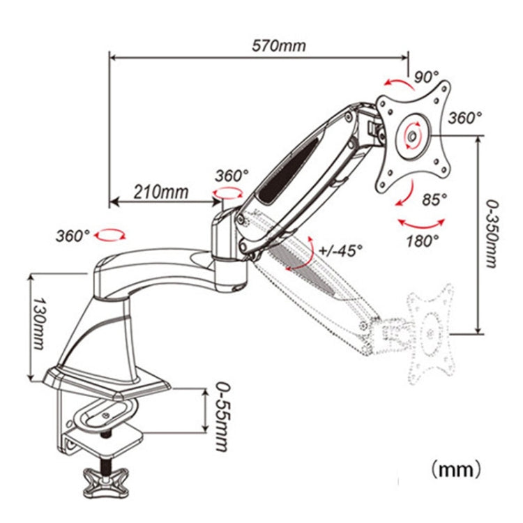 Gibbon Monta il supporto per monitor di sollevamento rotante telescopico multifunzionale, GM112FC Clip Table White, GM112FC Clip Table Black, GM112FG Perforation White, GM112FG Perforation Black