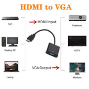 ZHQ008 Convertitore HD da HDMI a VGA con audio, White, Black