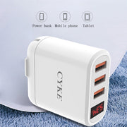 Caricatore da viaggio USB a 3 porte con display digitale intelligente CYKE, US Plug-White, EU Plug-Black, EU Plug-White