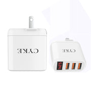 Caricatore da viaggio USB a 3 porte con display digitale intelligente CYKE, US Plug-White, EU Plug-Black, EU Plug-White