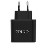 Caricatore da viaggio USB a 3 porte con display digitale intelligente CYKE, US Plug-White, EU Plug-Black, EU Plug-White