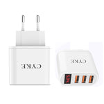 Caricatore da viaggio USB a 3 porte con display digitale intelligente CYKE, US Plug-White, EU Plug-Black, EU Plug-White