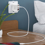 Caricatore da viaggio USB a 3 porte con display digitale intelligente CYKE, US Plug-White, EU Plug-Black, EU Plug-White