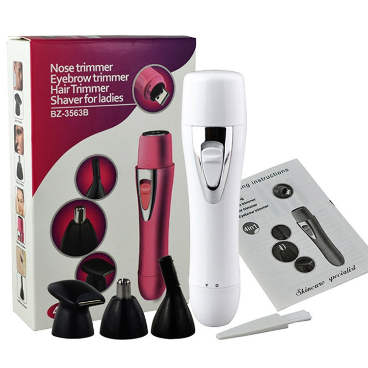 BZ-3563B 4 in 1 tagliacapelli per naso con rasoio USB, Pink, Black, White