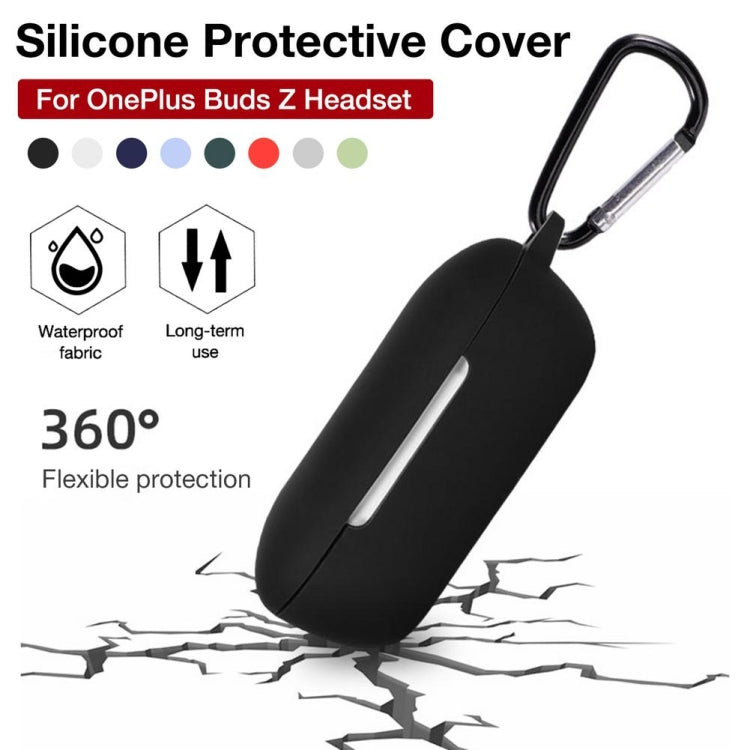 2 PCS Custodia in silicone GS0021 con gancio per OnePlus Buds Z2, Black, Red, Blue, Green, Grey, White, Sky Blue, Yellow, Matcha Green