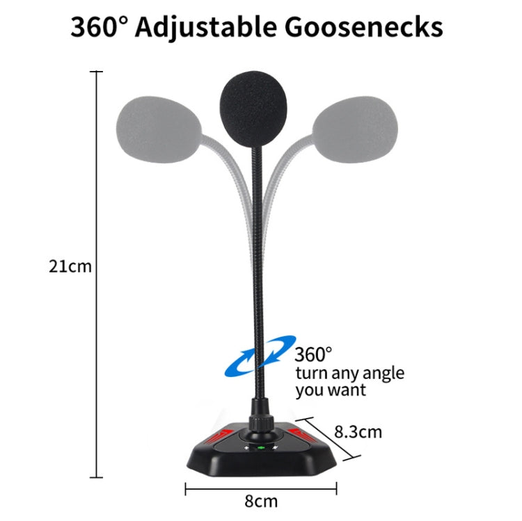 Microfono a condensatore a collo d'oca per computer desktop MI520, 6.35mm Interface, USB Version without RGB Breathing Lamp, USB Version with RGB Breathing Lamp