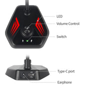 Microfono a condensatore a collo d'oca per computer desktop MI520, 6.35mm Interface, USB Version without RGB Breathing Lamp, USB Version with RGB Breathing Lamp