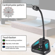 Microfono a condensatore a collo d'oca per computer desktop MI520, 6.35mm Interface, USB Version without RGB Breathing Lamp, USB Version with RGB Breathing Lamp