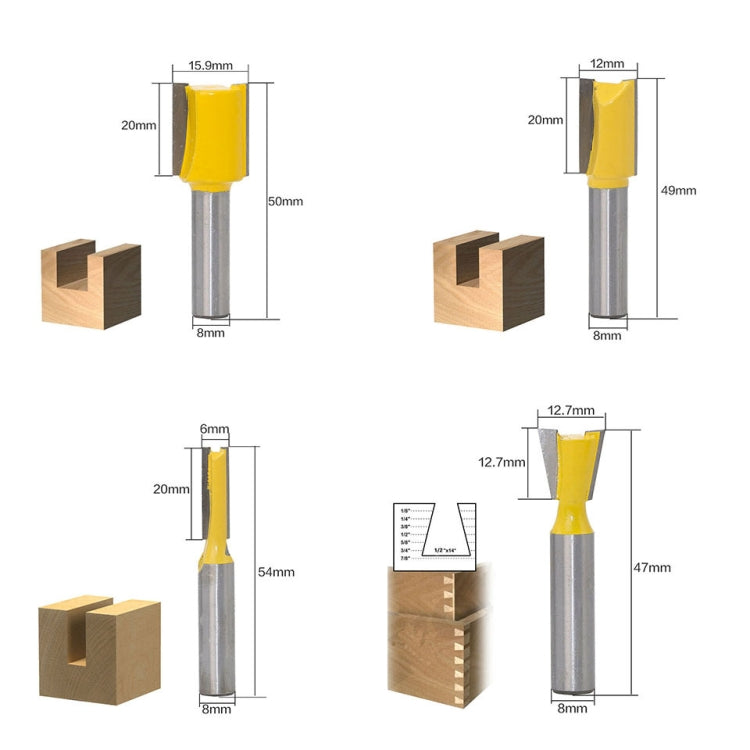 12 pezzi / set utensile da taglio per trimmer per macchina per incisione per la lavorazione del legno, 8 Handle With Wooden Box, 8 Handles Without Wooden Box
