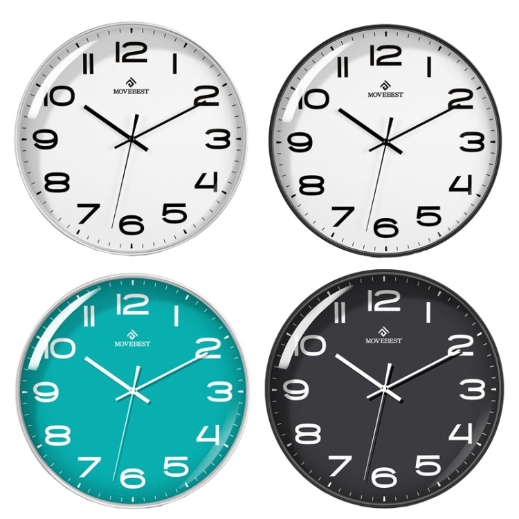 MOVEBEST Orologio da parete da soggiorno da 12 pollici Semplice orologio in plastica per la casa, stile:, G2001 Green Surface White Frame, G2001 Black Surface Black Frame, G2001 White Surface White Frame, G2001 White Surface Black Frame                ...