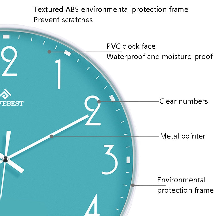 MOVEBEST Orologio da parete da soggiorno da 12 pollici Semplice orologio in plastica per la casa, stile:, G2001 Green Surface White Frame, G2001 Black Surface Black Frame, G2001 White Surface White Frame, G2001 White Surface Black Frame                ...