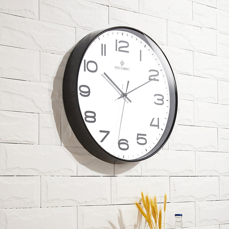 MOVEBEST Orologio da parete da soggiorno da 12 pollici Semplice orologio in plastica per la casa, stile:, G2001 Green Surface White Frame, G2001 Black Surface Black Frame, G2001 White Surface White Frame, G2001 White Surface Black Frame                ...